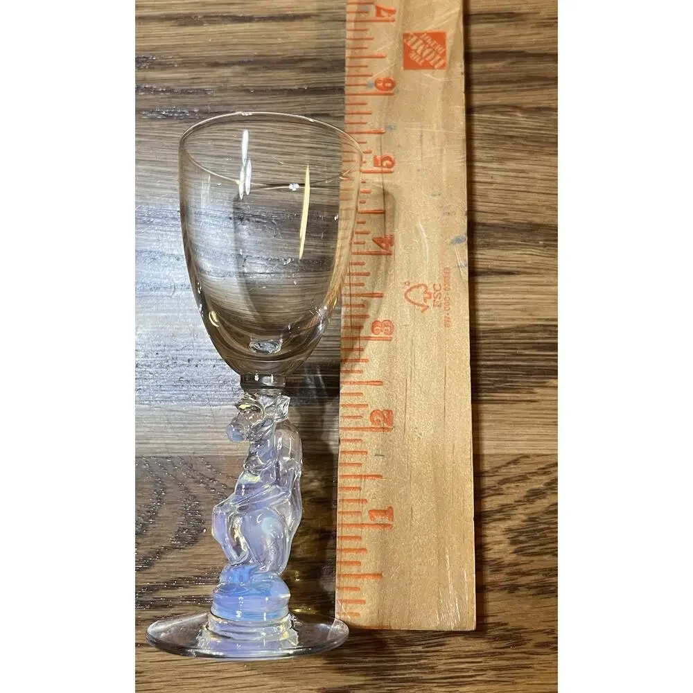 3 Vintage Libbey Nash Silhouette Glasses Opalescent Monkey Moonstone Stemware